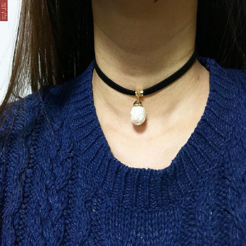 G-Blossom Preserved Flower Crispam Choker Necklace white