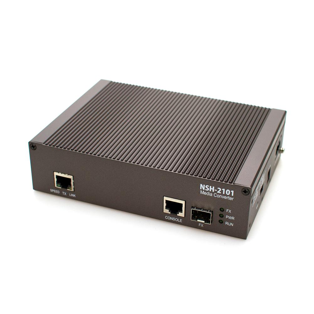 NSH-2108 converts from UTP to optic signal and connect remote networks