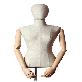 full image Female Torso Mannequin Stand w/ Wooden Arms & Steel Tripod