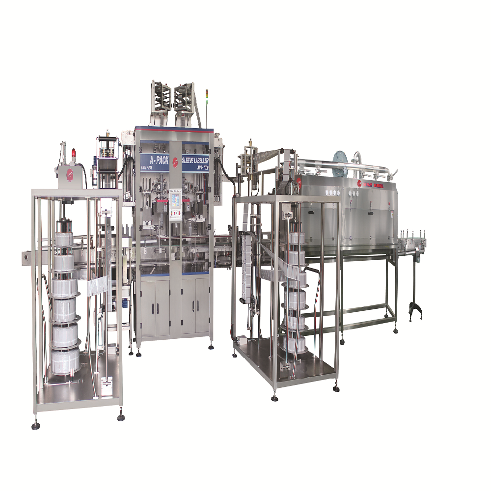 Shrink Sleeve Labeling Machine,Tear Tab Cap Sealing Machine, Shrink Steam & Heat Tunnel