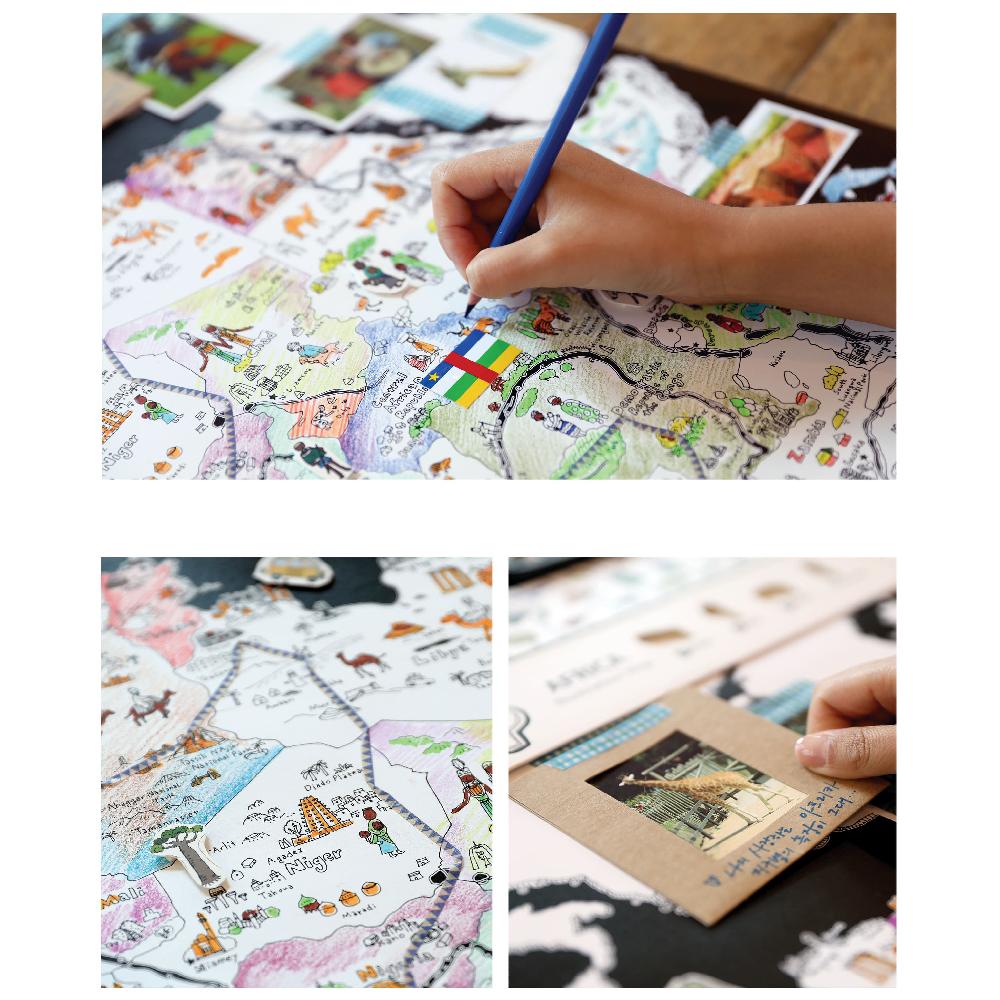 Dream Sky Nation-Map Decorative Coloring Painting DIY Paper Continent Map - Africa