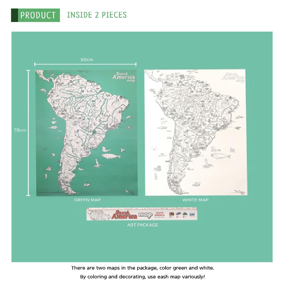 Dream Sky Nation-Map Decorative Coloring Painting DIY Paper Continent Map - South America