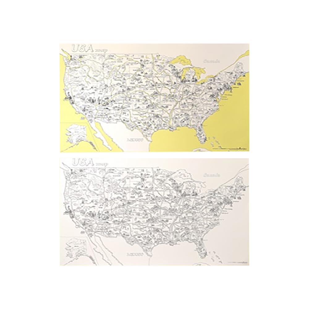 Dream Sky Nation-Map Decorative Coloring Painting DIY Paper Continent Map - U.S.A.