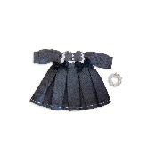 Twinsdoll Handmade OB11 Doll Clothes Ribbon Baby Doll Dress(Gray, Cherry Red) & Pearl Bracelet Set