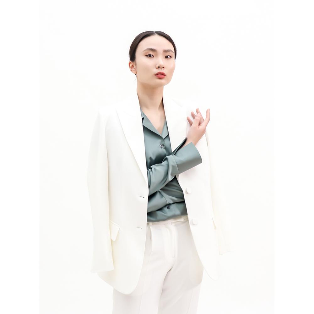 SUITHEEL LOOSE FIT BELTED SINGLE SUIT - WHITE