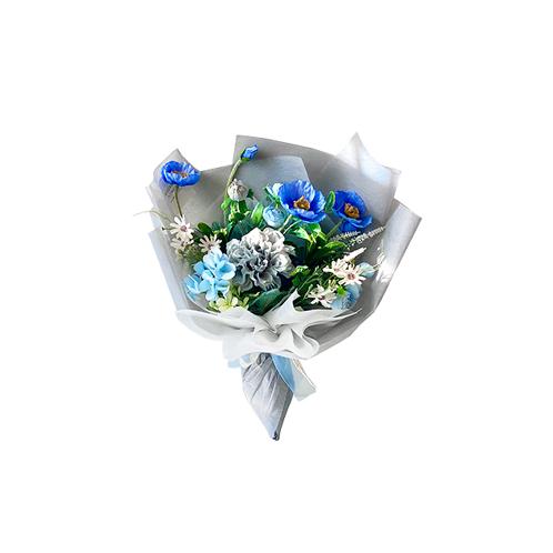 Artificial Poppy Bouquet  (Rain Blue)