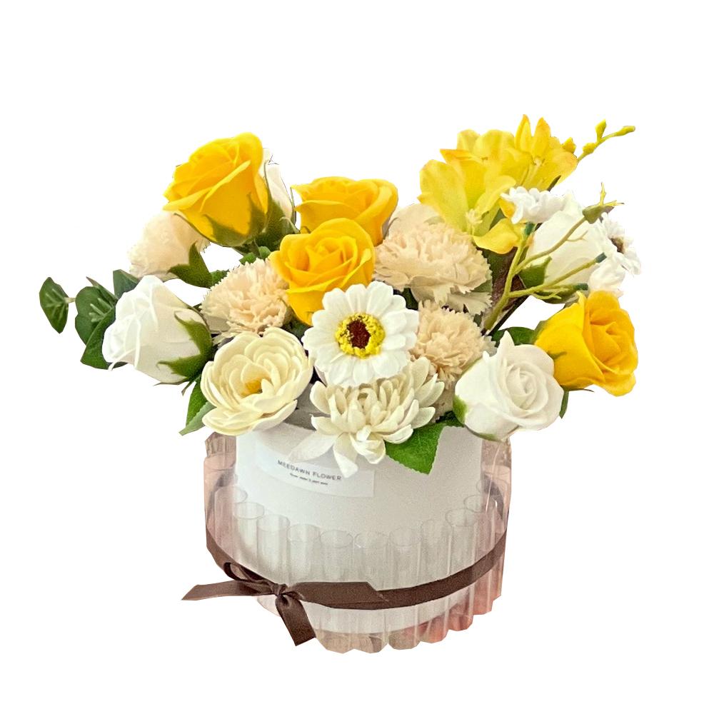  Soap Flower Carnations Center Piece  L (White Yellow)