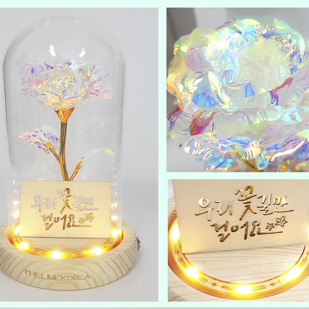 LED flower road Aurora rose glass dome mood light lover's gift
