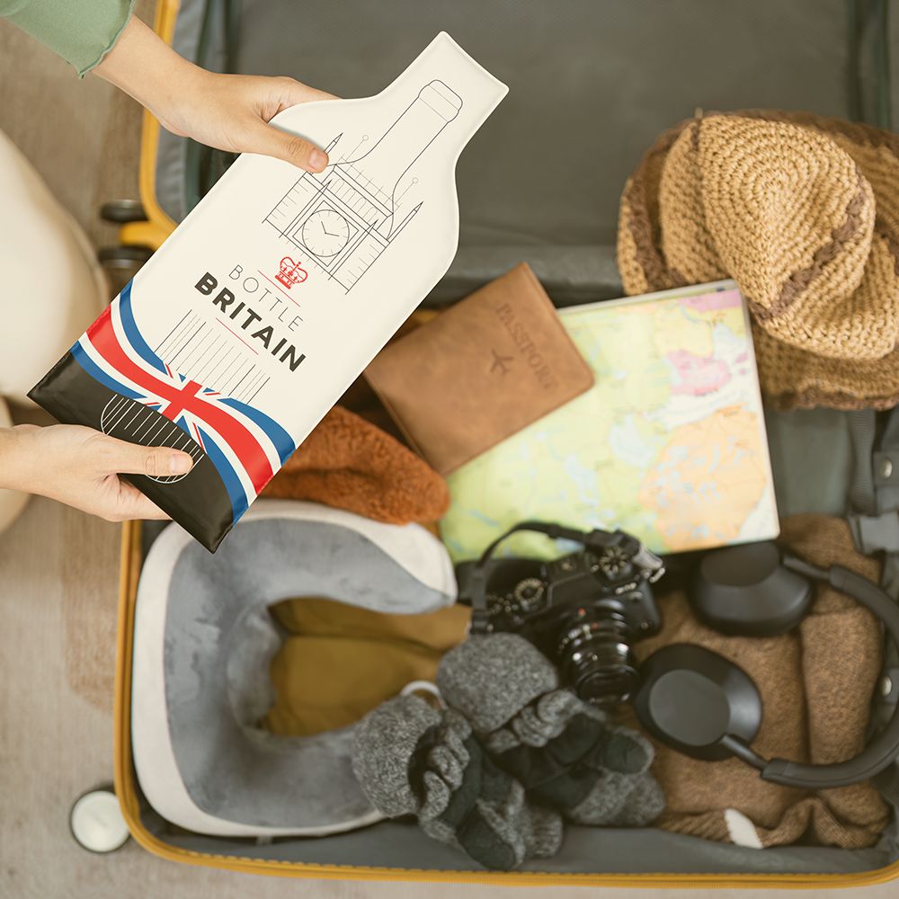 Bottle Britain (1set 3pcs) | Reusable Wine Travel Protector Sleeves for Glass Bottles