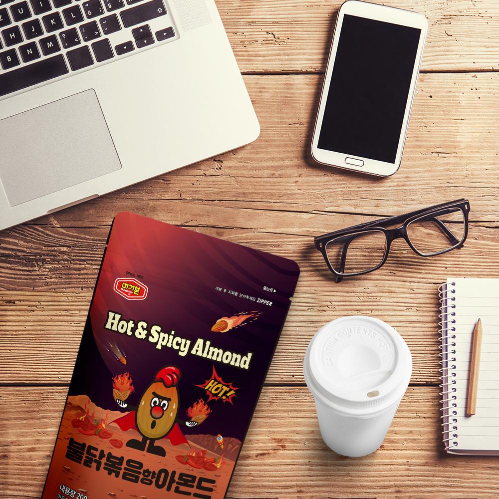 Murgerbon Hot and Spicy Almonds ,Korean Snacks, Healthy Snacks, Office, School, Work, 200g