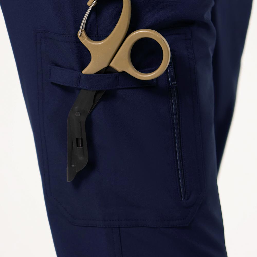 Women's-Zipper-Pocket-Split-Hem-Scrub-Pants-Eco-Navy