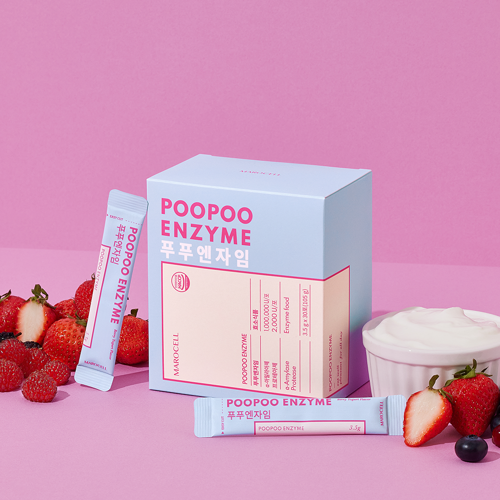 Marocell POOPOO ENZYME – Digestive Enzyme Supplement (Banana Flavor, Berry Yogurt Flavor)